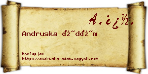 Andruska Ádám névjegykártya